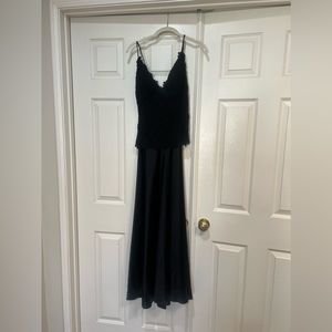 Nicole Bakti Black Long Sleeves Formal Prom Dark Romantic long Gown Dress XS